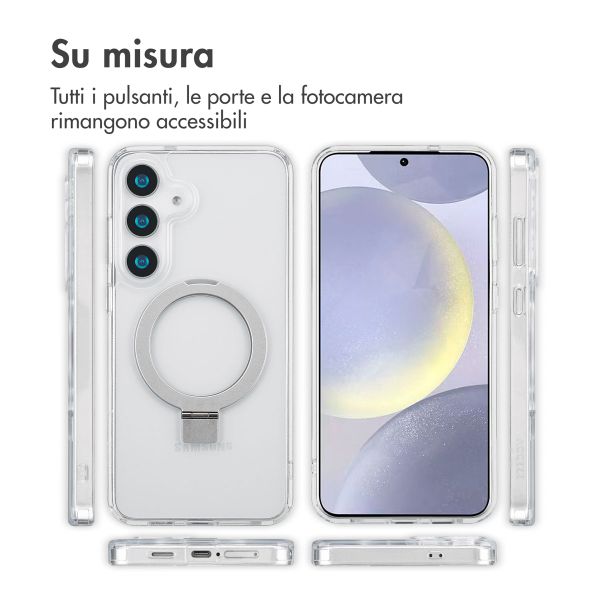Accezz Cover con anello e supporto con MagSafe Samsung Galaxy S25 Plus - Trasparente