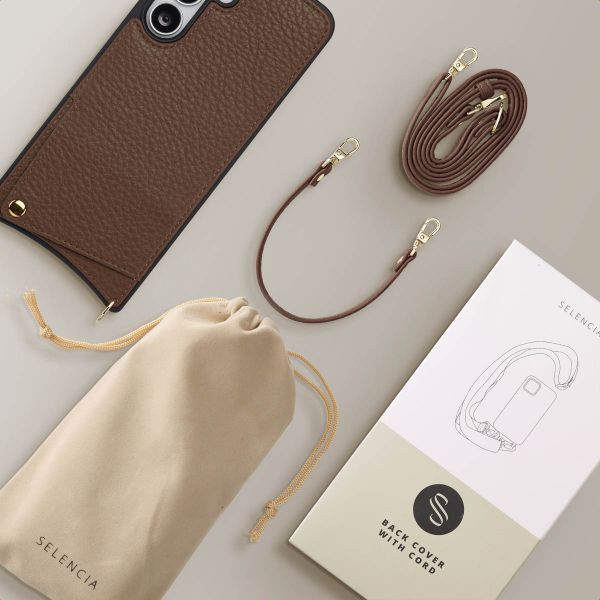Selencia Cover per telefono Nova con cordino e portacarte Samsung Galaxy S25 FE - Mocha Brown
