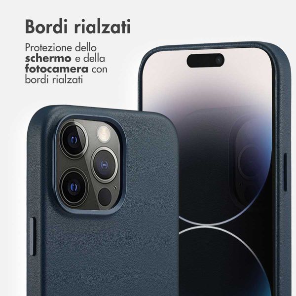Accezz Cover in Pelle con MagSafe Apple iPhone 14 Pro Max - Nightfall Blue
