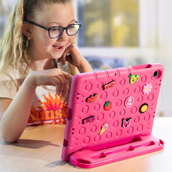 imoshion Cover per tablet a prova di bambino con bambole rimovibili Samsung Galaxy Tab A11 Plus / A9 Plus - Rosa