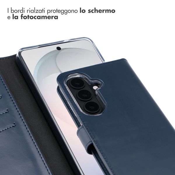 Selencia Cover a libro in vera pelle Samsung Galaxy S26 - Blu scuro