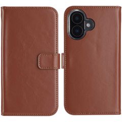Selencia Cover a libro in vera pelle Apple iPhone 16 - Marrone chiaro