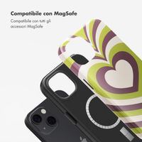 Selencia Cover posteriore Vivid con MagSafe Apple iPhone 13 - Double Hearts Plum Fern