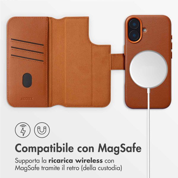 Accezz Cover in pelle 2 in 1 con MagSafe Apple iPhone 16 - Sienna Brown