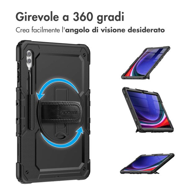 Accezz Cover Posteriore Resistente con tracolla Samsung Galaxy Tab S10 Ultra / Tab S9 Ultra - Nero