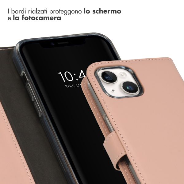 Selencia Cover a libro in vera pelle Apple iPhone 15 - Dusty Pink