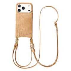 Selencia Cover per telefono Nova Croco con cordino e portacarte Apple iPhone 17 Pro - Toasted Almond