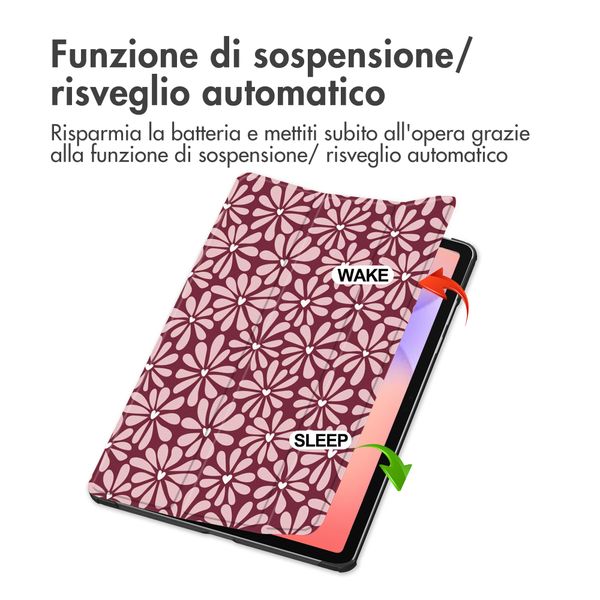 imoshion Cover Trifold Design Samsung Galaxy Tab S9 11.0 pollici / S10 Lite / S10 FE / S9 FE 10.9 pollici - Bloom Love Blush