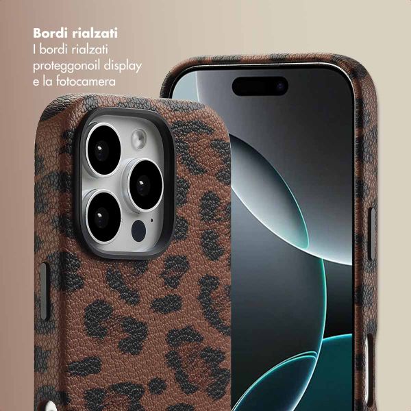 Selencia Cover Sabi Stampa pantera con MagSafe Apple iPhone 16 Pro - Mocha Brown