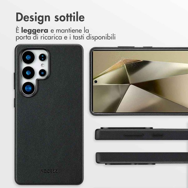 Accezz Cover in Pelle con MagSafe Samsung Galaxy S25 Ultra - Onyx Black