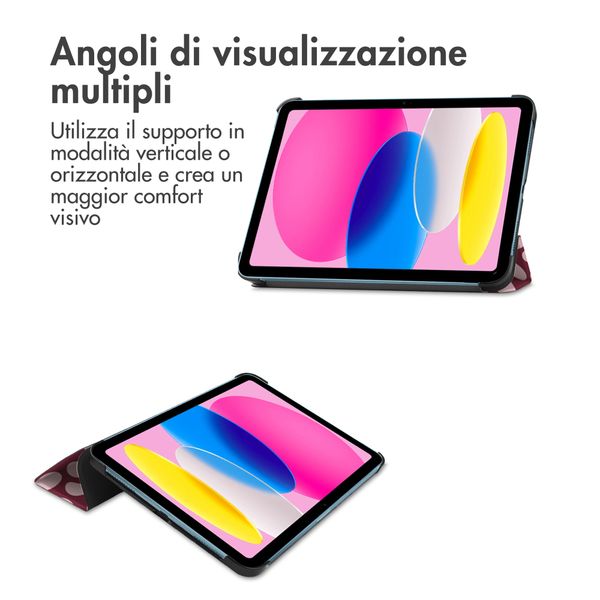 imoshion Cover Trifold Design Apple iPad 11 (2025) 11 pollici A16 / iPad 10 (2022) 10.9 pollici - Bloom Love Blush