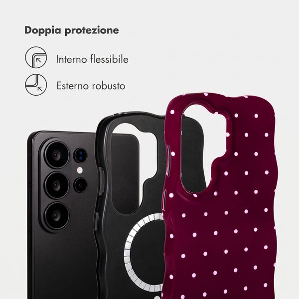 Selencia Cover Vivid Wavy con MagSafe Samsung Galaxy S26 Ultra - Happy Dots Burgundy