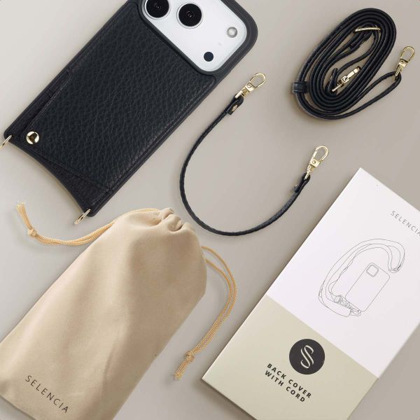Selencia Cover per telefono Nova con cordino e portacarte Apple iPhone 17 Pro - Nero