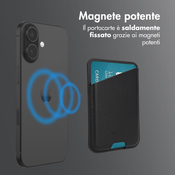 Accezz Portacarte in pelle magnetico - Compatibile con Apple Find My - Onyx Black