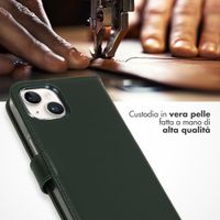 Selencia Cover a libro in vera pelle Apple iPhone 15 Plus - Verde