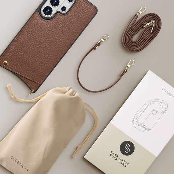Selencia Cover per telefono Nova con cordino e portacarte Samsung Galaxy S26 Ultra - Mocha Brown