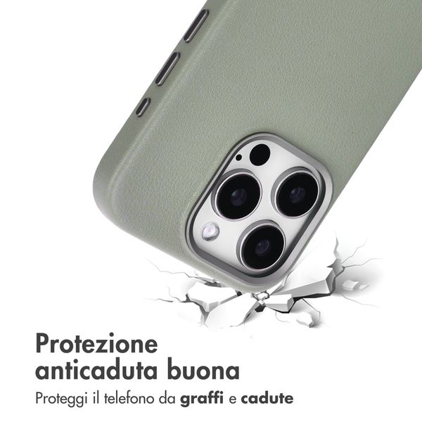 Accezz Cover in Pelle con MagSafe Apple iPhone 15 Pro - Light Grey