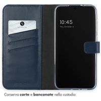 Selencia Cover a libro in vera pelle Samsung Galaxy S24 FE - Blu
