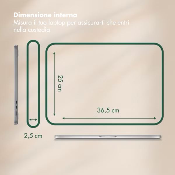 Selencia Cover per laptop in velluto a coste 15-16 pollici - Laptopsleeve - Sage Green