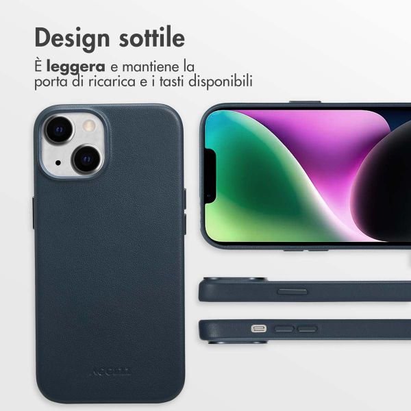 Accezz Cover in Pelle con MagSafe Apple iPhone 14 - Nightfall Blue