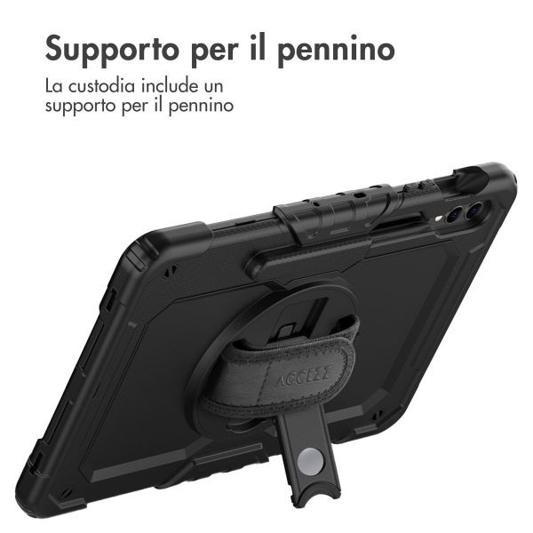 Accezz Cover Posteriore Resistente con tracolla Samsung Galaxy Tab S10 Plus / Tab S9 FE Plus / Tab S9 Plus - Nero