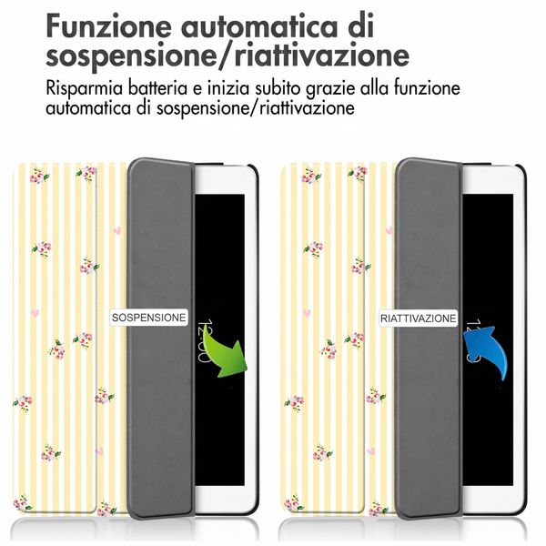 imoshion Cover Trifold Design Apple iPad 9 (2021) 10.2 pollici / iPad 8 (2020) 10.2 pollici / iPad 7 (2019) 10.2 pollici - Garden Stripes