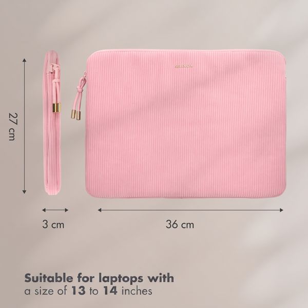 Selencia Cover per laptop in velluto a coste 13-14 pollici - Sleeve per laptop - Soft Blush