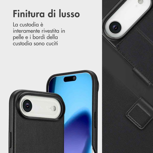 Accezz Cover in pelle 2 in 1 con MagSafe Apple iPhone Air - Onyx Black