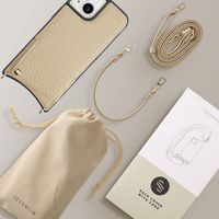 Selencia Cover per telefono Nova con cordino e portacarte Apple iPhone 15 - Beige