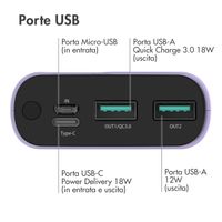 imoshion Powerbank - 20.000 mAh - Quick Charge e Power Delivery - Lilla