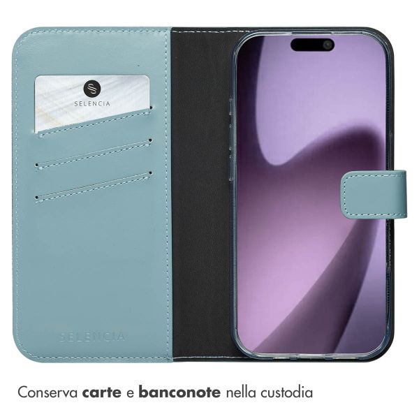 Selencia Cover a libro in vera pelle Apple iPhone 17 - Air Blue