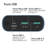 imoshion Powerbank - 20.000 mAh - Quick Charge e Power Delivery - Blu