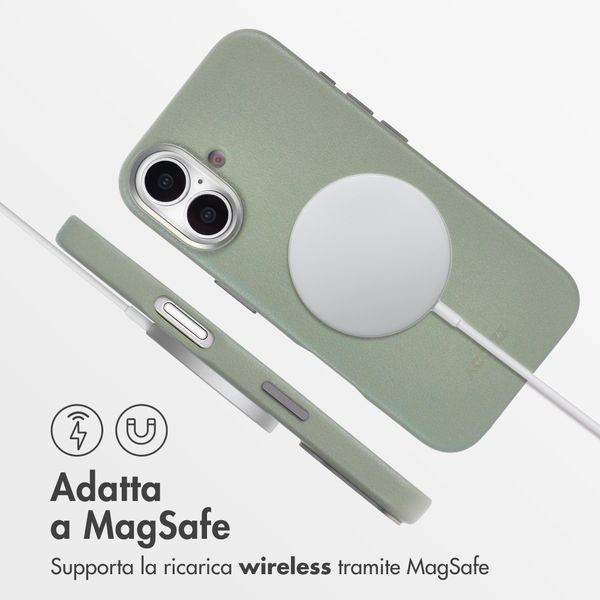 Accezz Cover in Pelle con MagSafe Apple iPhone 16 - Light Grey
