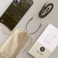Selencia Cover per telefono Nova Croco con cordino e portacarte Samsung Galaxy S25 FE - Dark Olive