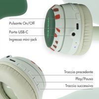 imoshion Cuffie Bluetooth Kids Dino - Cuffie per bambini con limitatore di decibel - Cuffie wireless + cavo AUX - Brown / Orange
