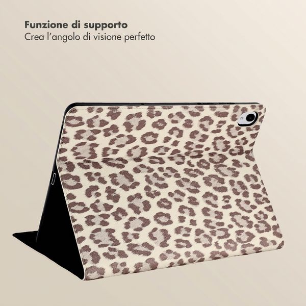 Selencia Libreria Sabi con stampa leopardata Samsung Galaxy Tab S11 - Soft Ivory