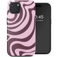 Selencia Cover posteriore Vivid con MagSafe Apple iPhone 15 - Wavy Swirl Pink Plum