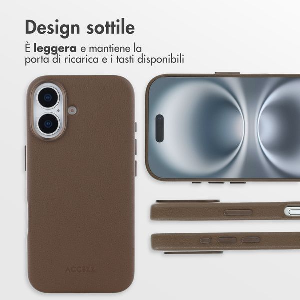 Accezz Cover in Pelle con MagSafe Apple iPhone 16 - Marrone caffè
