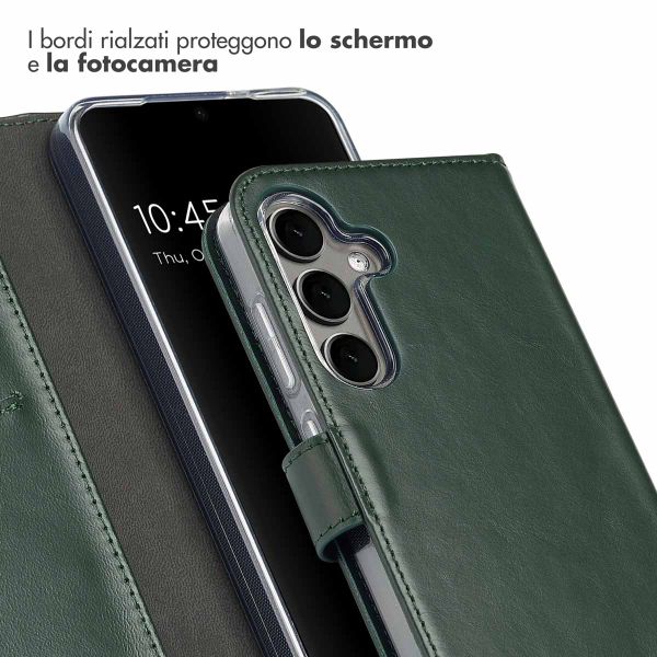 Selencia Cover a libro in vera pelle Samsung Galaxy S25 - Verde