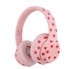 imoshion Cuffie wireless per bambini con LED Light - Limitatore di decibel - Con cavo AUX - Cuoricini
