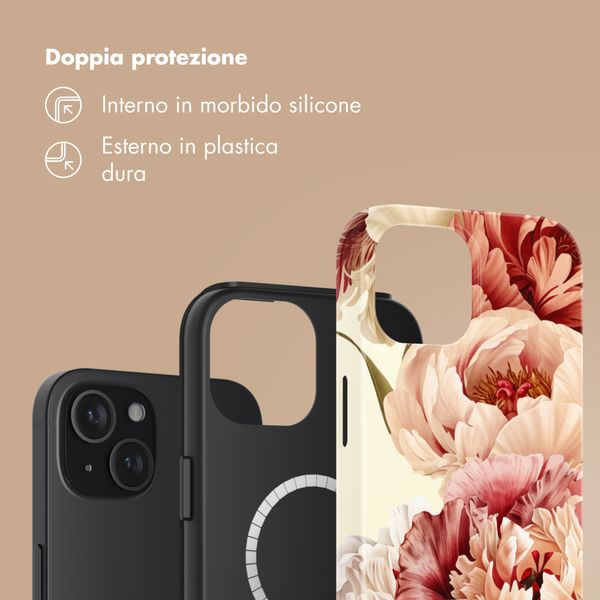 Selencia Cover posteriore Vivid con MagSafe Apple iPhone 15 - Vintage Peony