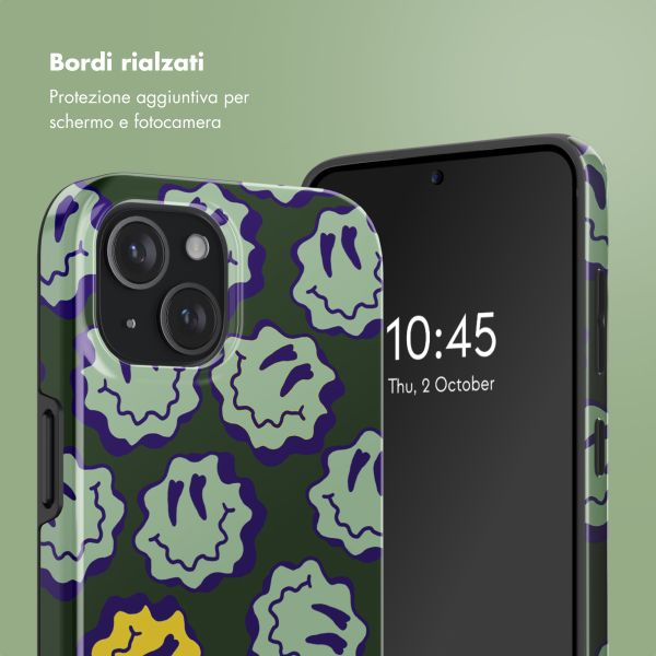 Selencia Cover posteriore Vivid con MagSafe Apple iPhone 15 - Wavy Smiley Green