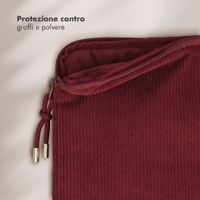 Selencia Cover per laptop in velluto a coste 15-16 pollici - Sleeve per laptop - Deep Burgundy