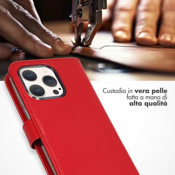 Selencia Cover a libro in vera pelle Apple iPhone 15 Pro - Rosso