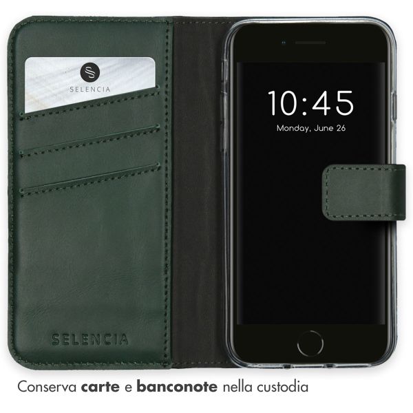 Selencia Cover a libro in vera pelle Apple iPhone SE (2022 / 2020) / 8 / 7 / 6(s) - Verde