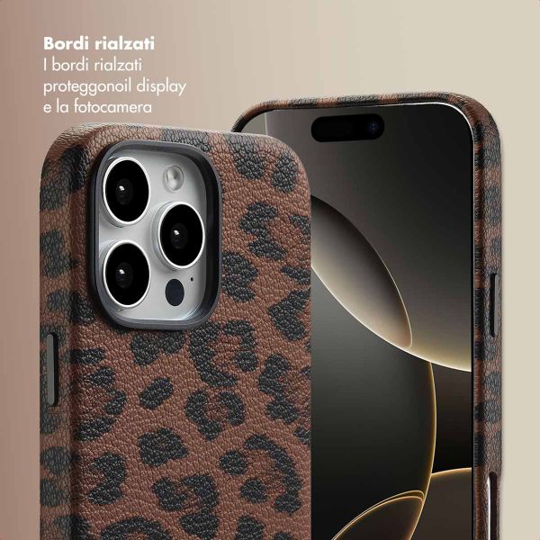 Selencia Cover Sabi Stampa pantera con MagSafe Apple iPhone 16 Pro Max - Mocha Brown