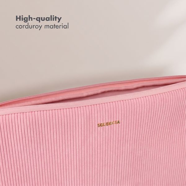 Selencia Cover per laptop in velluto a coste 15-16 pollici - Sleeve per laptop - Soft Blush