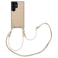 Selencia Cover per telefono Nova Croco con cordino e portacarte Samsung Galaxy S24 Ultra - Beige