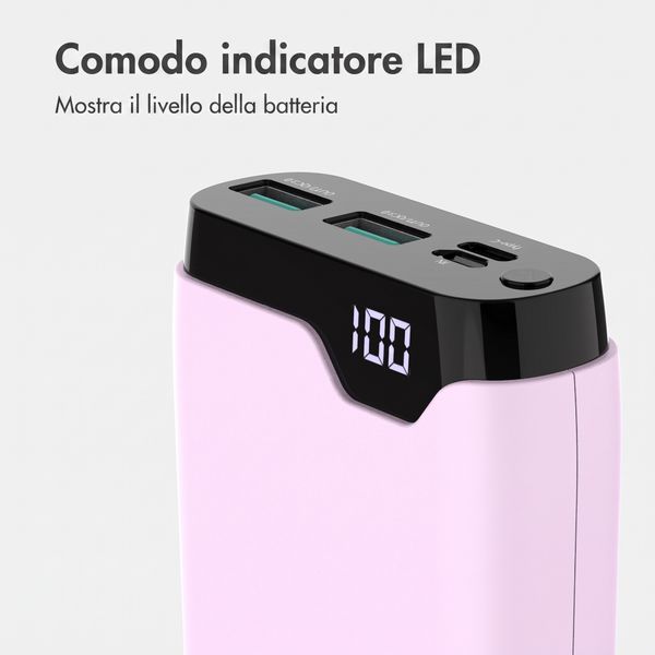 imoshion Powerbank da 20.000 mAh - Caricabatterie rapido da 22,5 W - USB-C / USB-A - Rosa