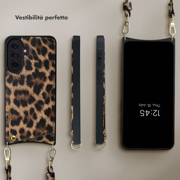 Selencia Cover per telefono Nova con cordino e portacarte Samsung Galaxy A37 (5G) - Leopard